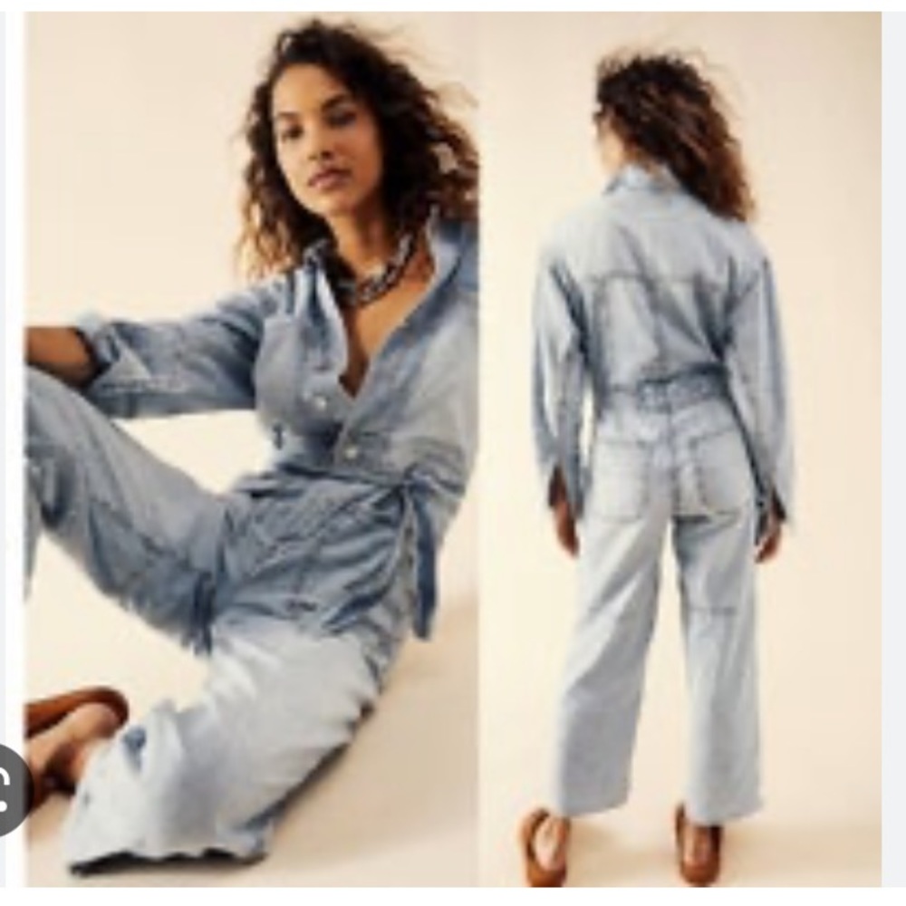 Free People Knox Coverall Morning Dew romper/jumpsuit - Picture 2 of 13